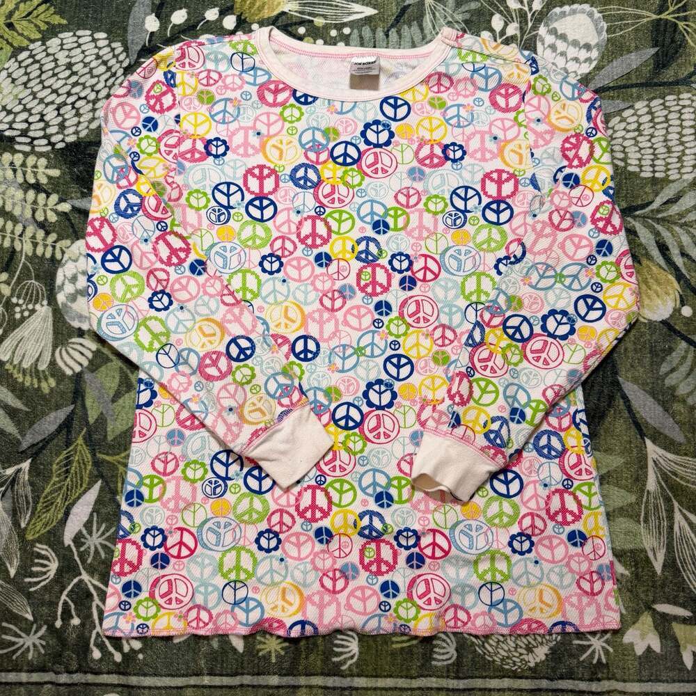 Y2K Joe Boxer Multicolor Peace Sign Print Long Sleeve Thermal Shirt